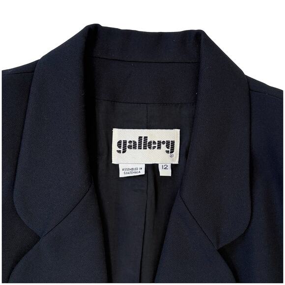 VTG 80s 90s Gallery Blazer Womens Sz 12 Black | Power Structured Shoulders - Picture 4 of 8